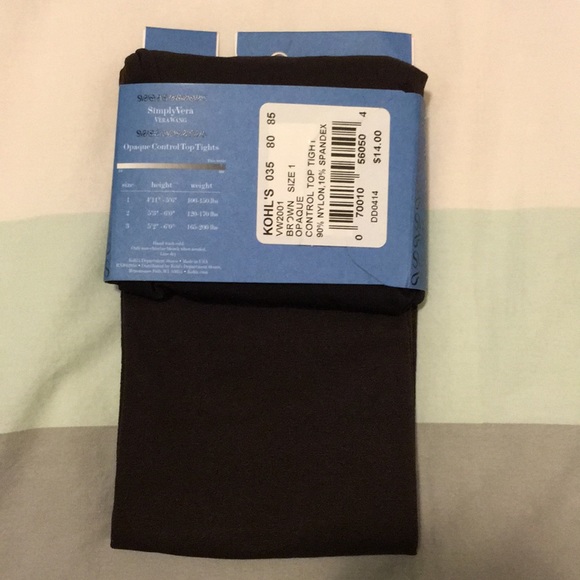 SimplyVera Opaque Control Top Tights - NWT - Picture 2 of 3